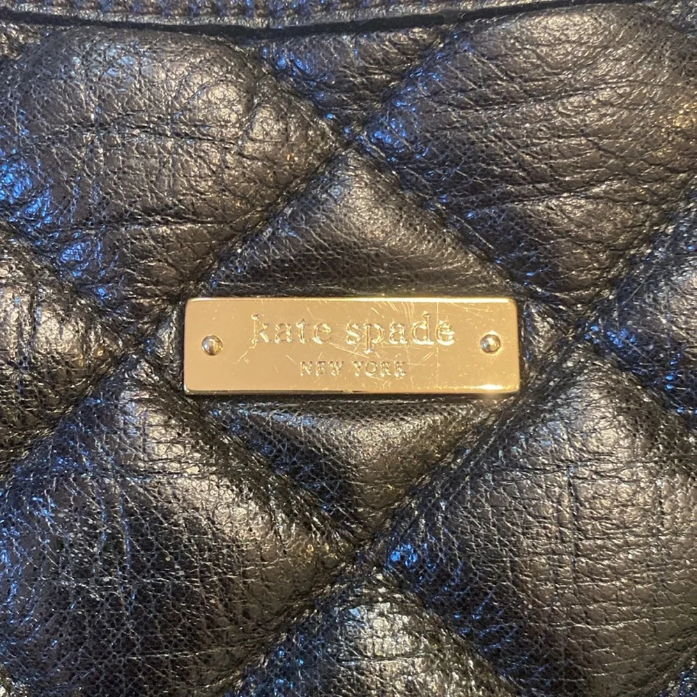 Kate Spade Gold Coast Serena black sparkly patent leather quilted hobo bag